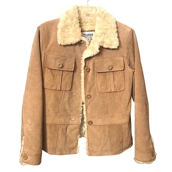 Vintage Wilsons Leather Maxima Suede Coat Faux Fur Shearling Fully Lined Medium - Picture 1 of 16